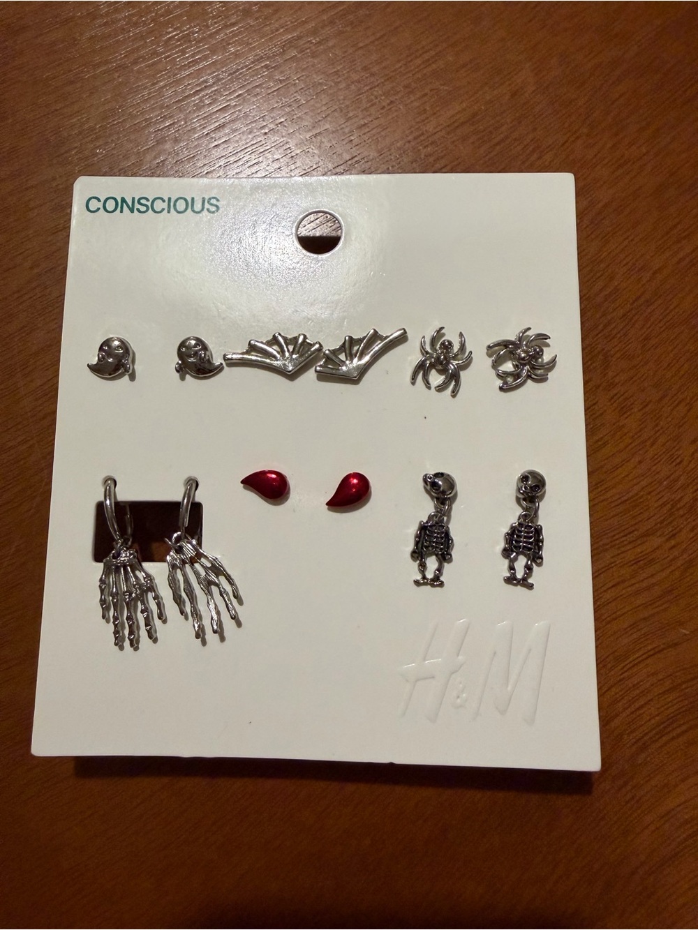 H&M Silver & Red Halloween Earring Set